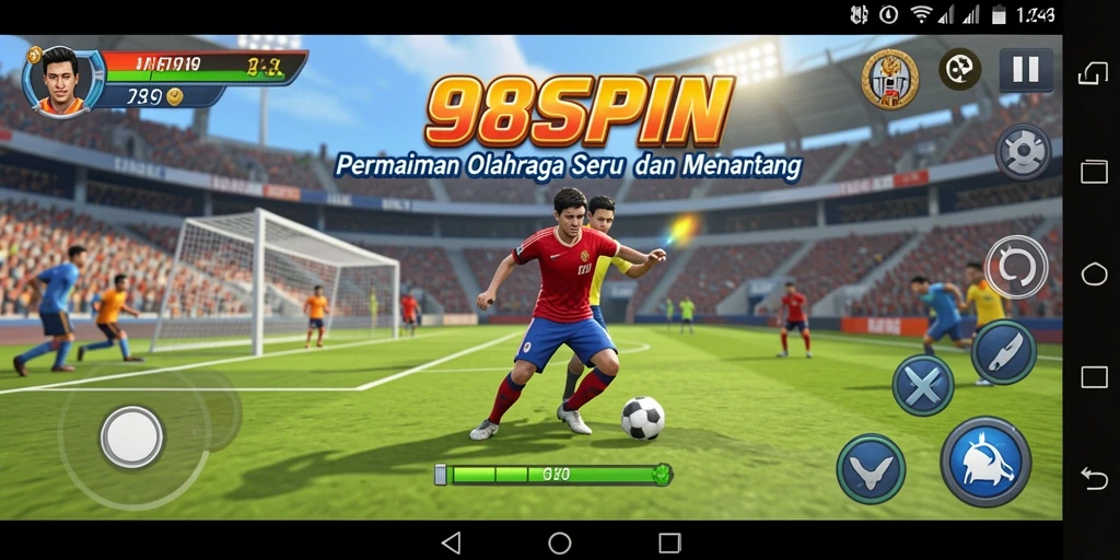 Tangkapan layar gameplay 98SPIN menunjukkan aksi olahraga yang mendebarkan.