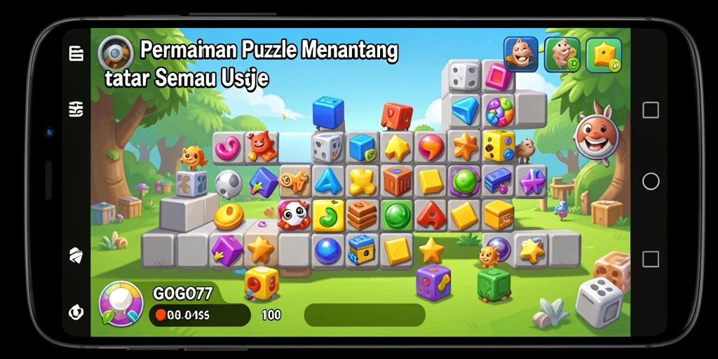 Tangkapan layar menunjukkan gameplay seru dari GOGO77 dengan berbagai puzzle.