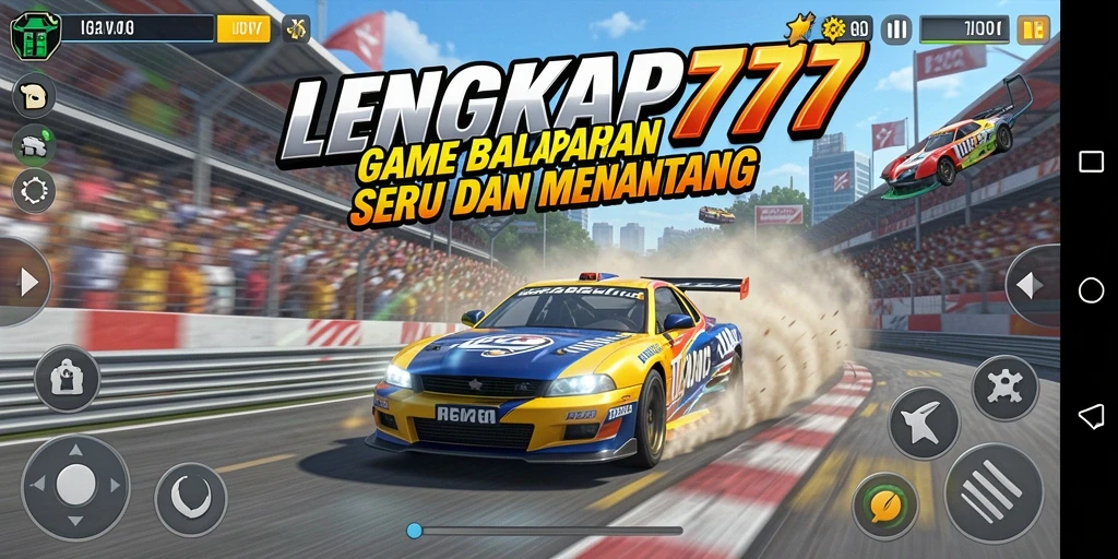 Tampilan gameplay LENGKAP777 dengan aksi balapan yang mendebarkan.