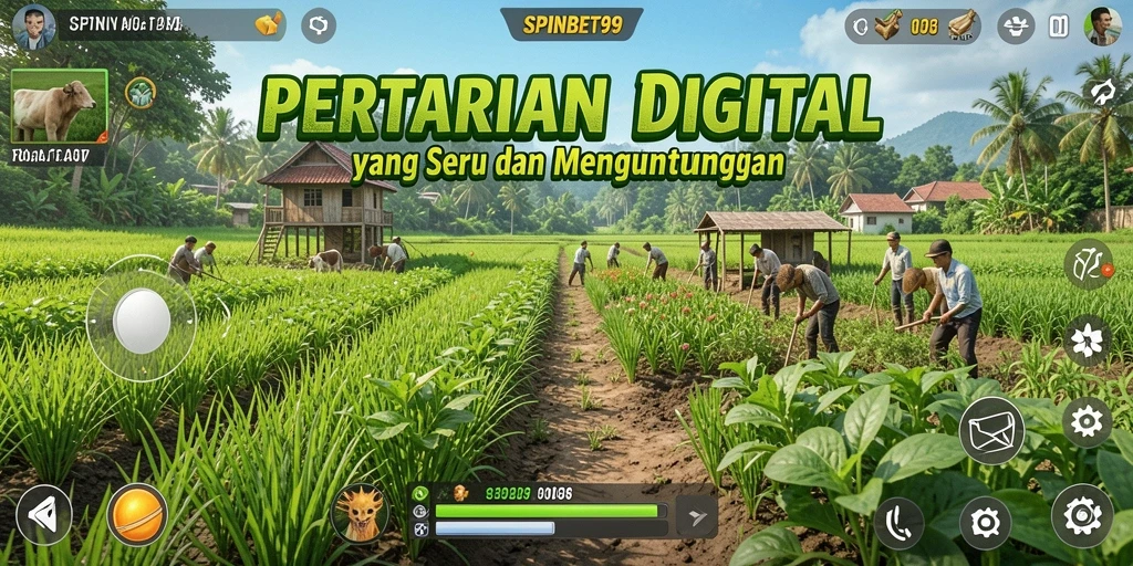 Tampilan menarik dari gameplay bertani di SPINBET99