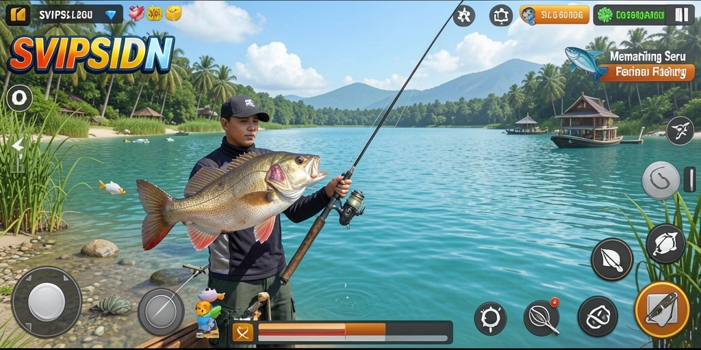 Screenshot gameplay SVIPSIDN menampilkan pengalaman memancing yang realistis dan seru.